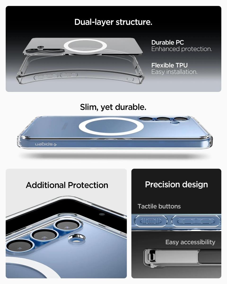 Galaxy S25 Case Crystal Hybrid Magfit Clear White