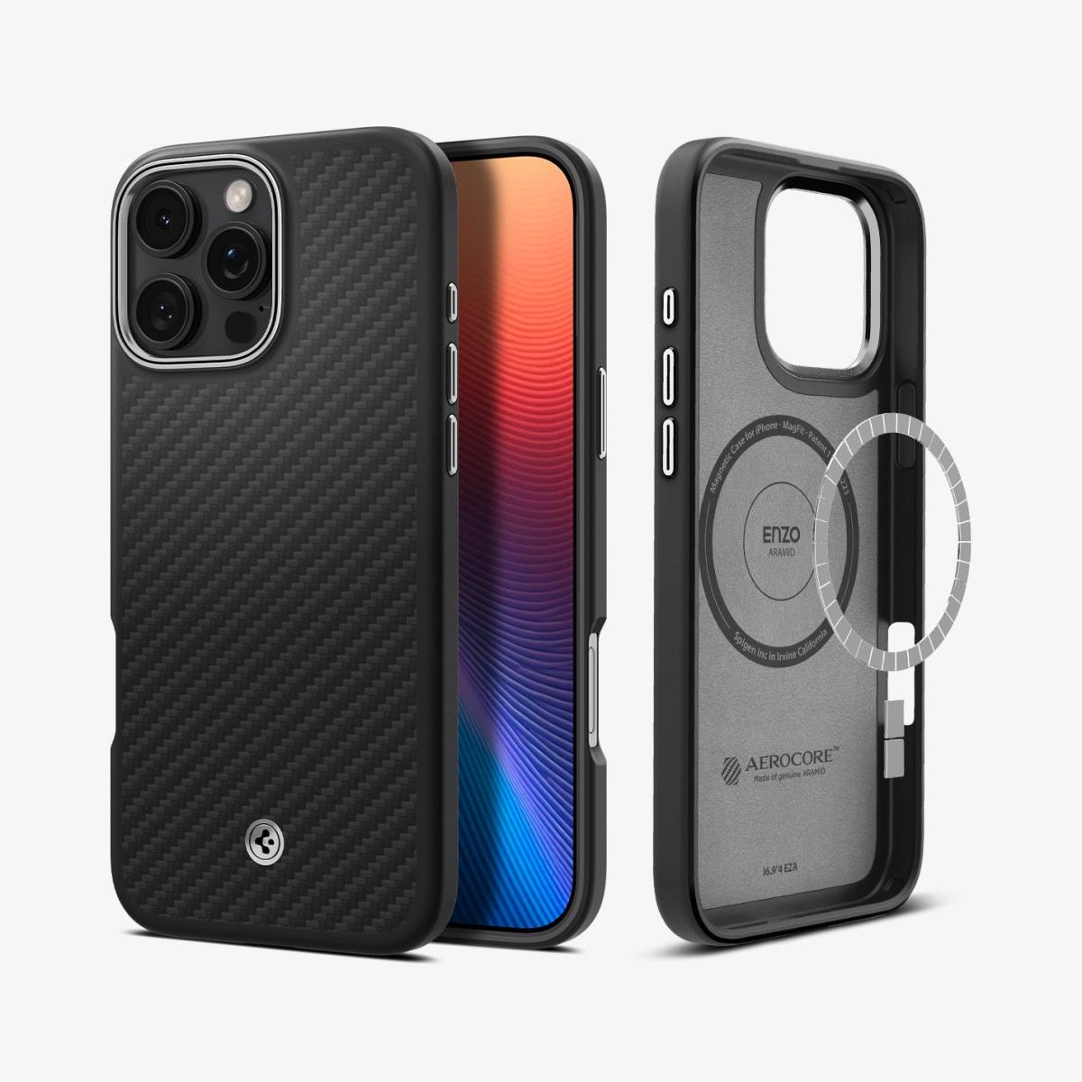 iPhone 16 Pro Max Case Enzo Aramid Black Silver