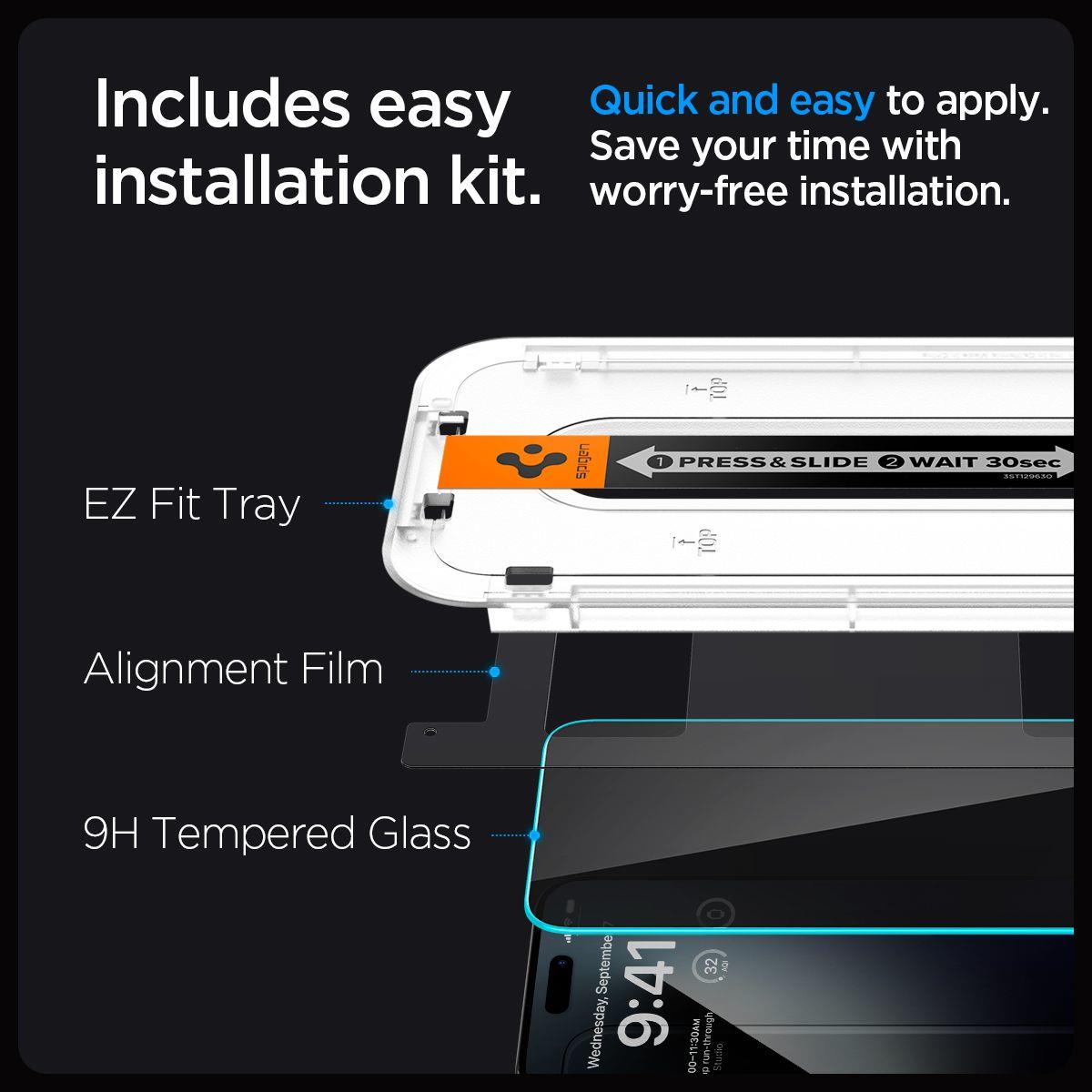 Screen Protector For iPhone 15 Pro Max 6.7in Glas.tR EZ Fit HD Privacy 1P