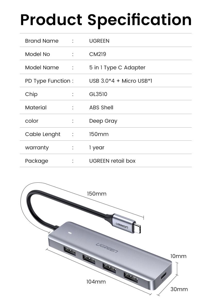 Type-c 4-port USB 3.0 Hub