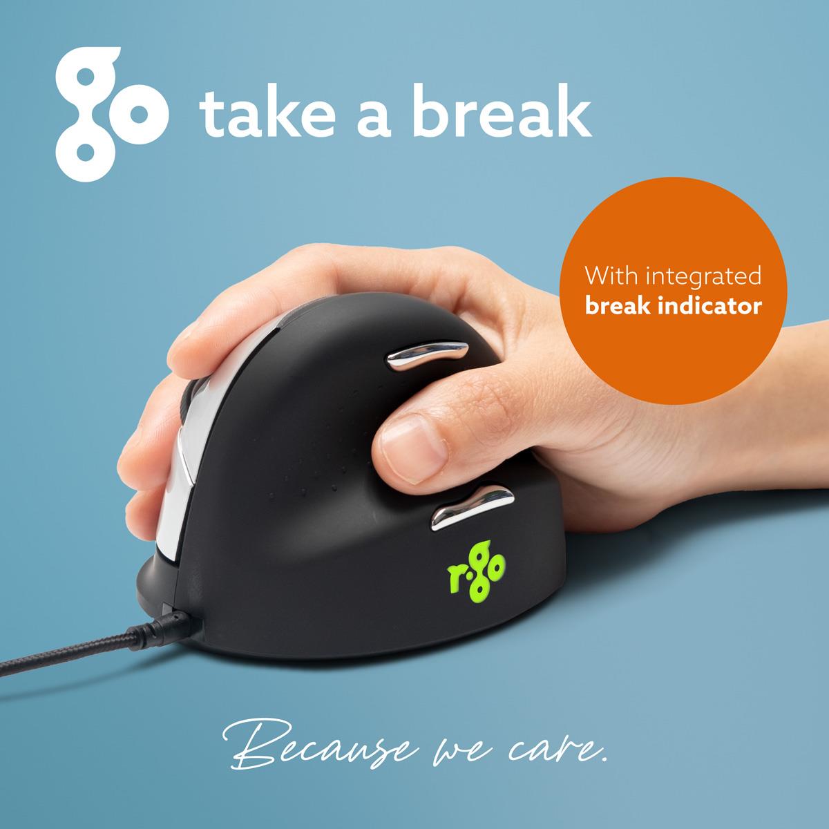 He Rgohe Right-handed Ergonomics Mouse (5-button, 3400dpi, USB) Black-silver