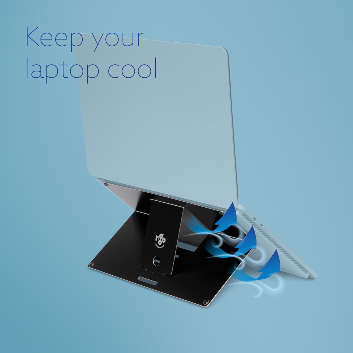 Riser Attachable Laptop Stand Integrated Adjustable Black