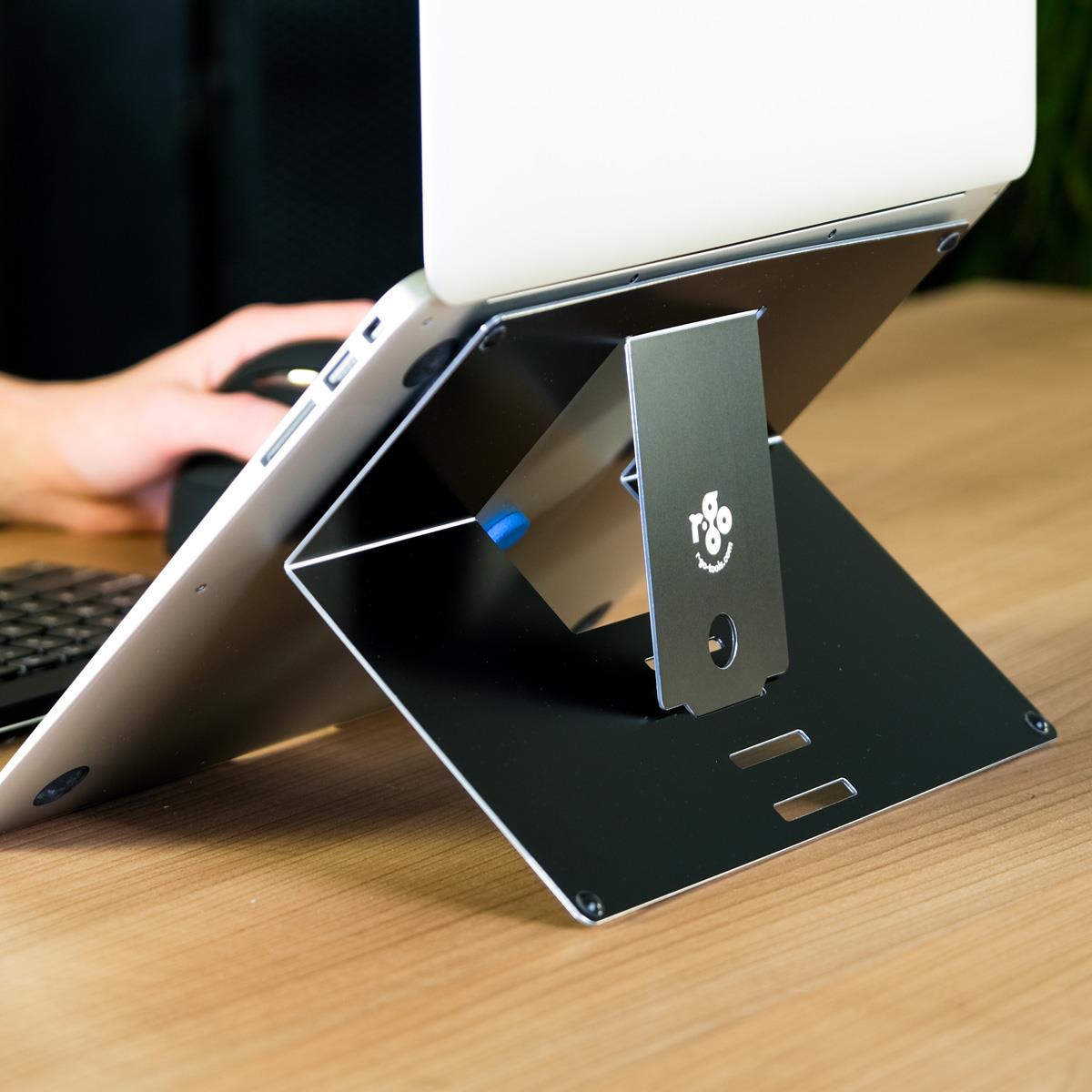 Riser Attachable Laptop Stand Integrated Adjustable Black