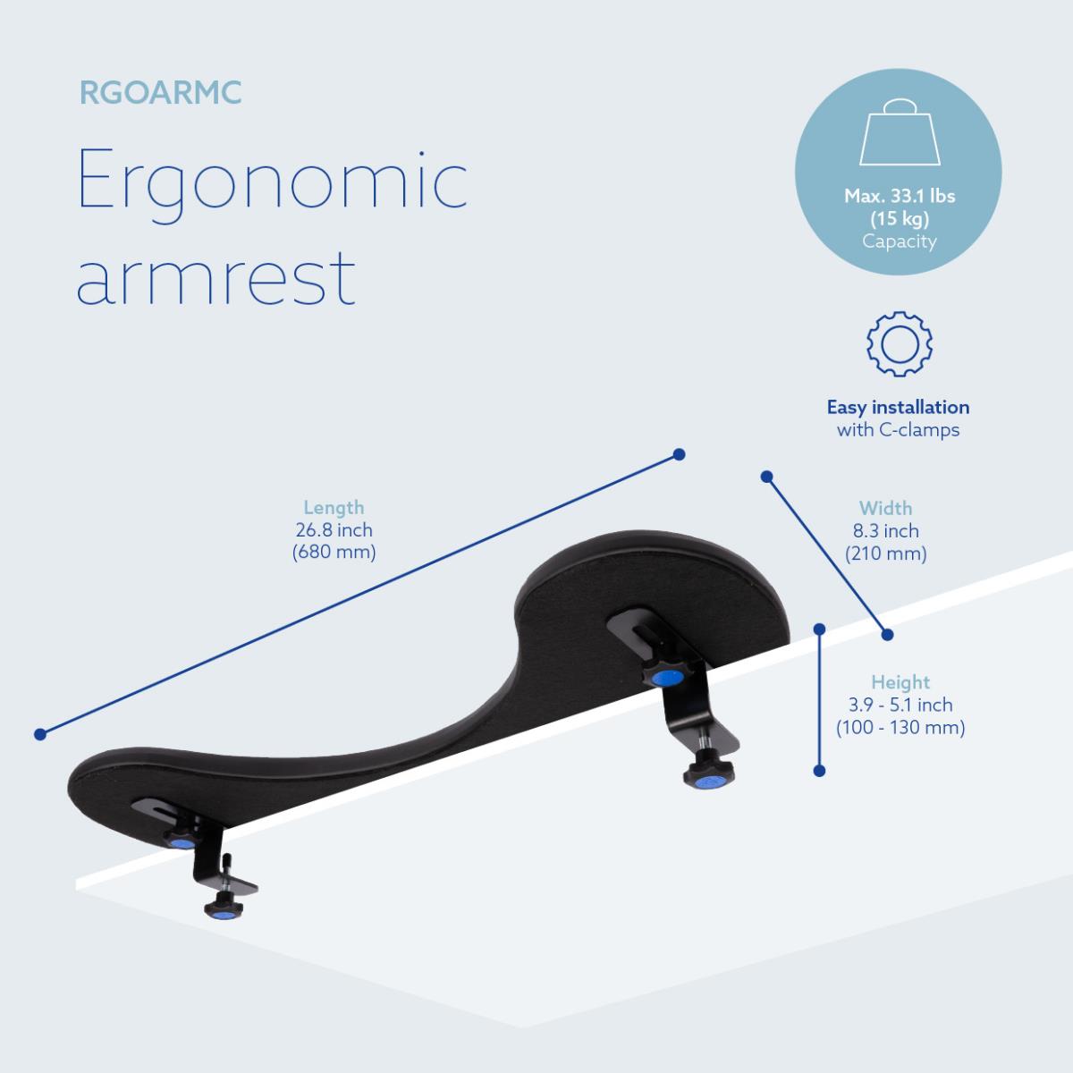 Ergonomic Armrest Bracket And Clamp Black
