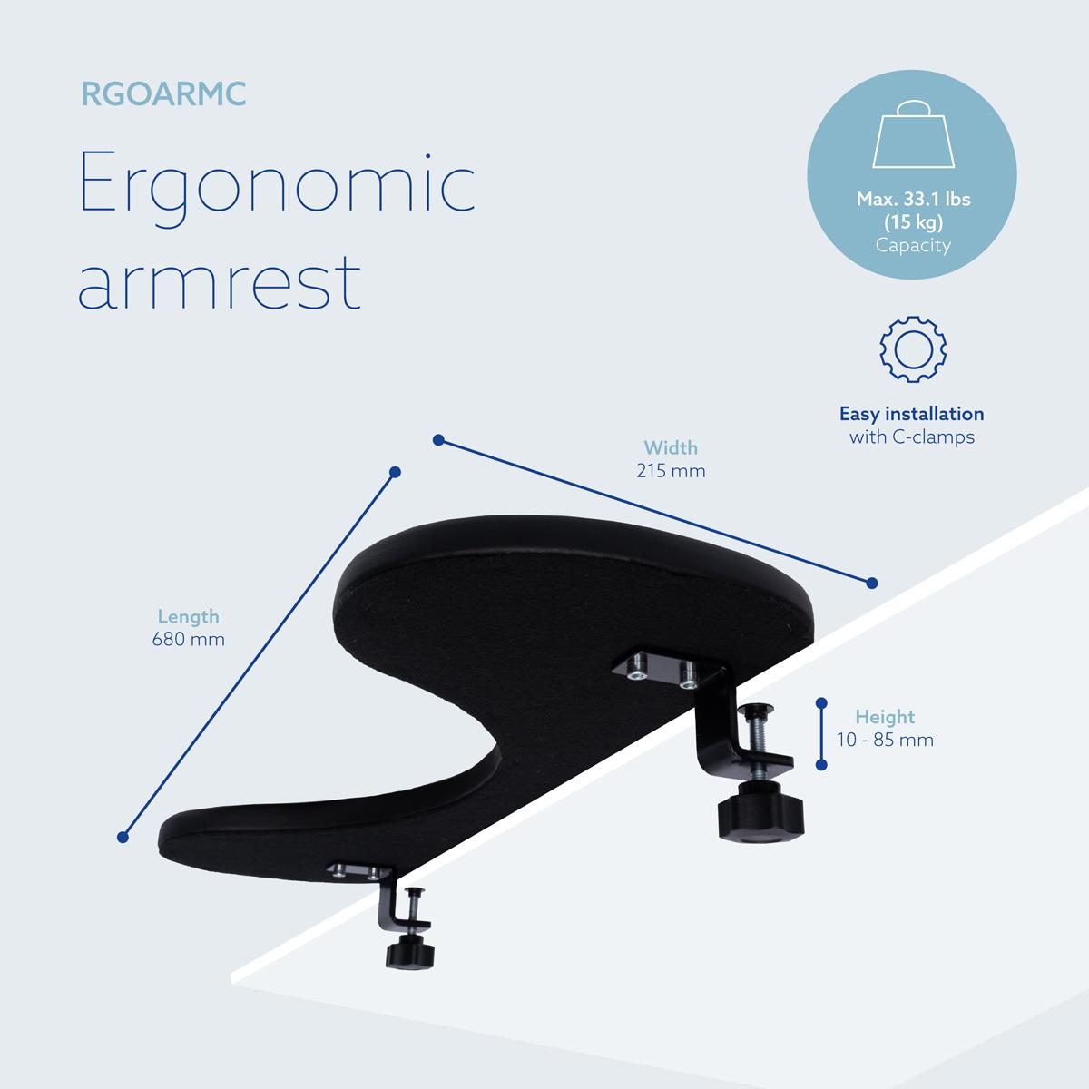 Ergonomic Armrest Bracket And Clamp Black
