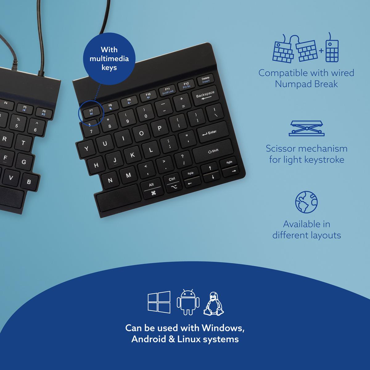 Split Ergonomic - Black - Qwerty Us
