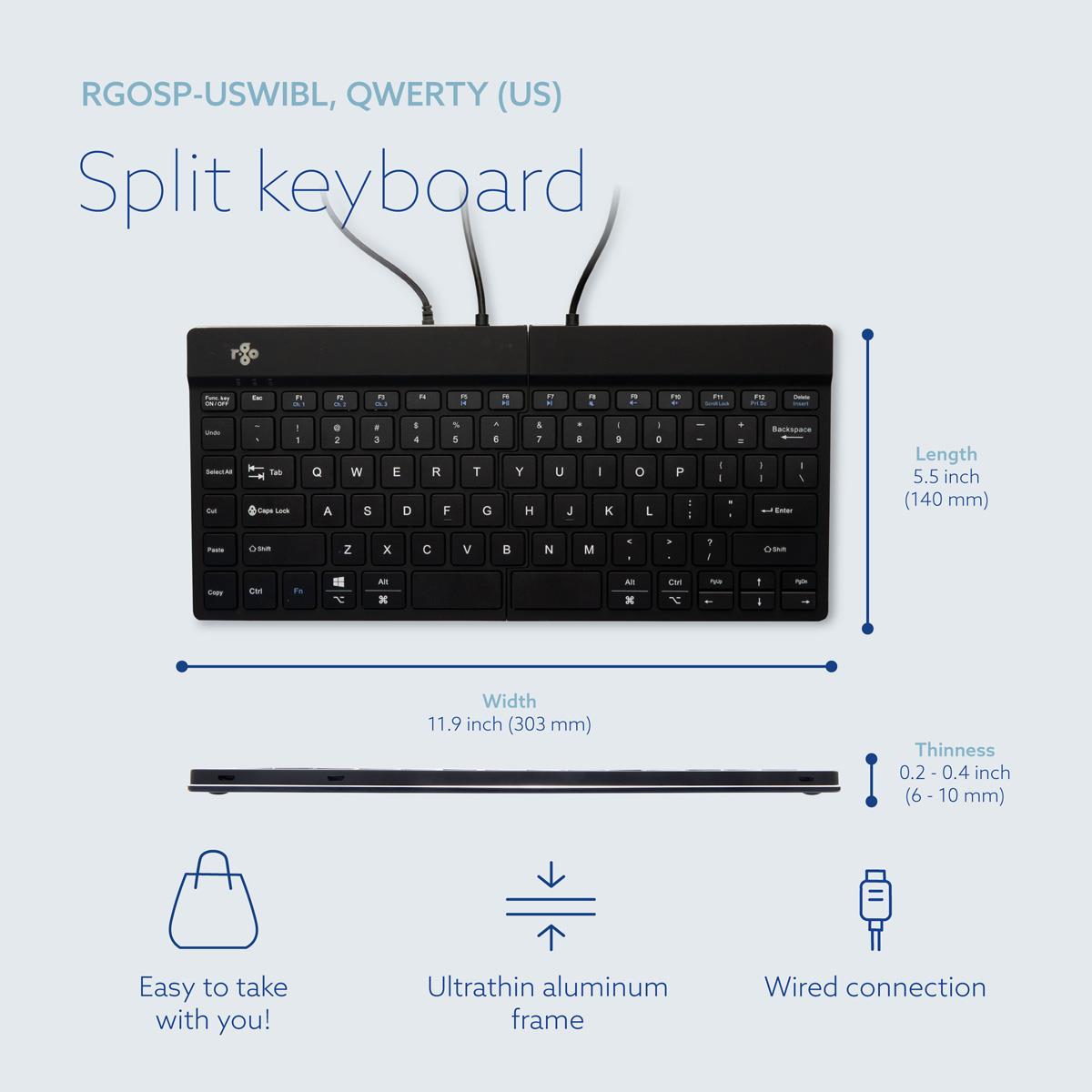 Split Ergonomic - Black - Qwerty Us