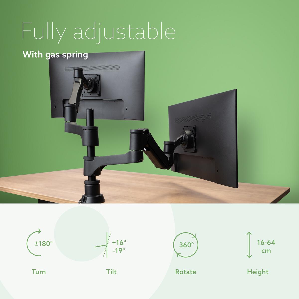 Caparo 4 Twin Monitor Arm Silver