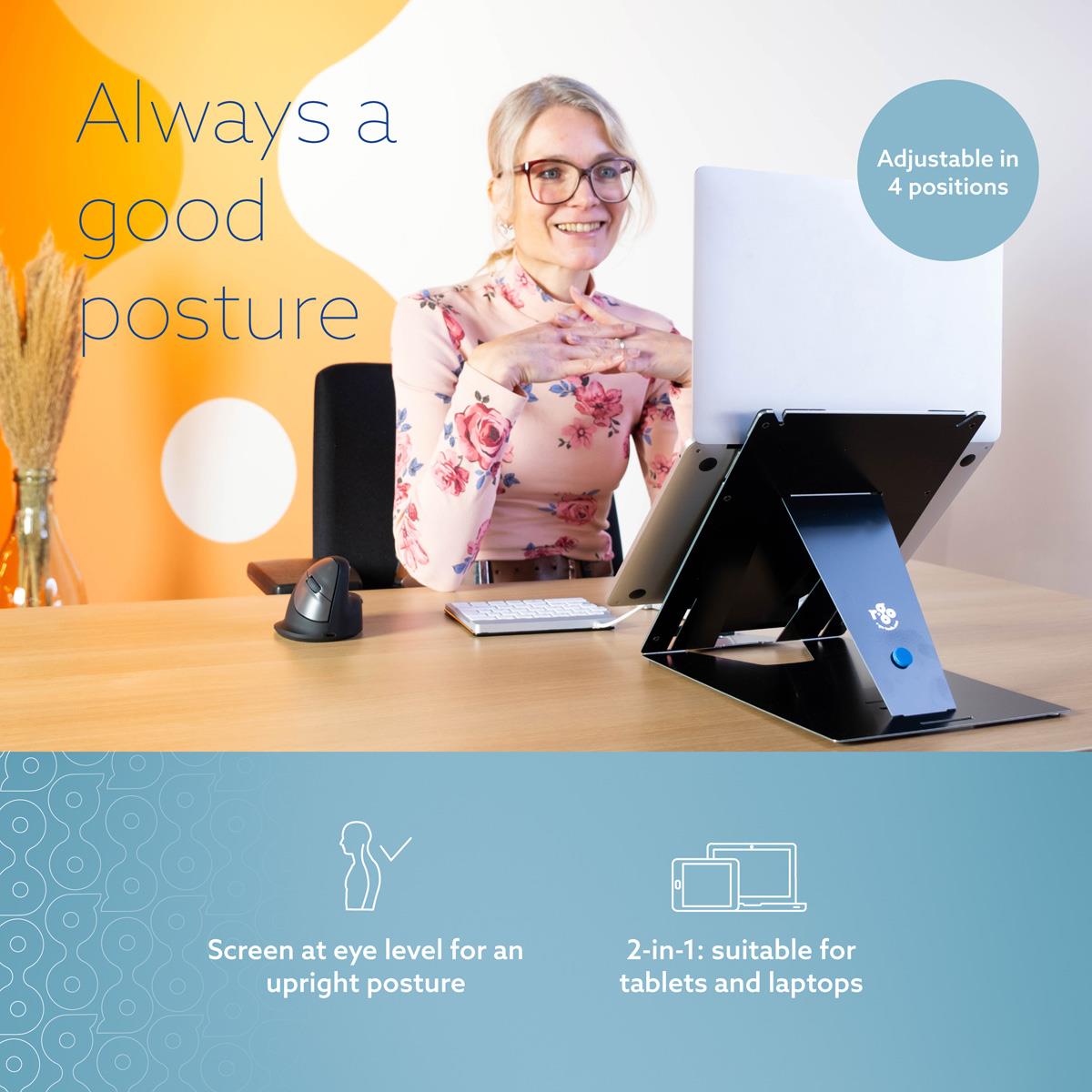 Riser Duo Tablet And Laptop Adjustable Stand Black