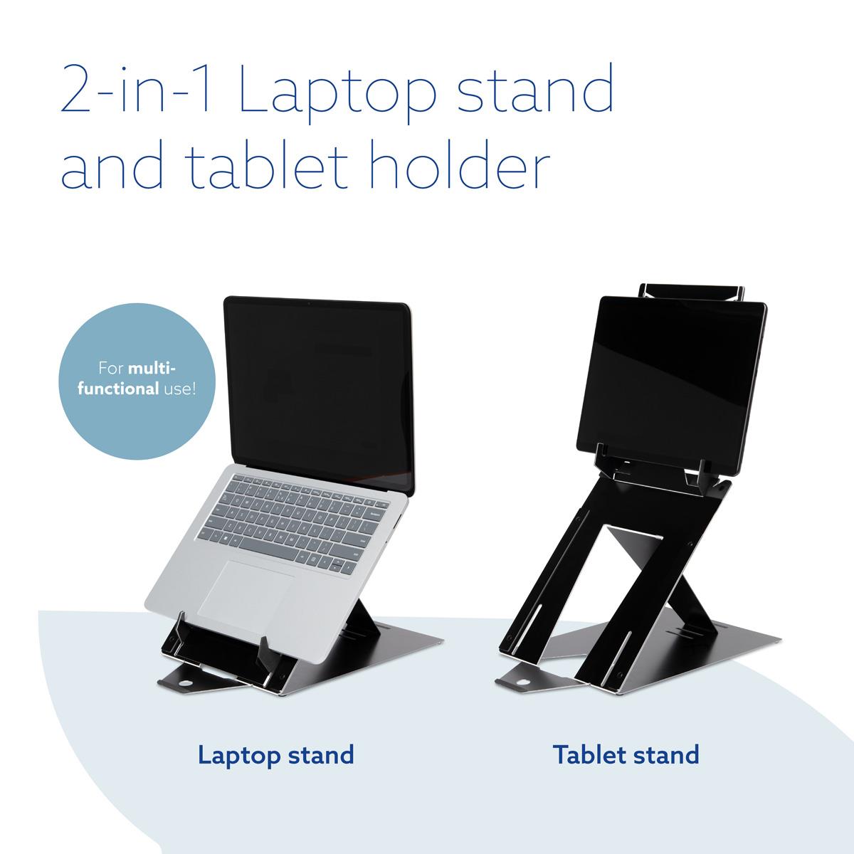 Riser Duo Tablet And Laptop Adjustable Stand Black