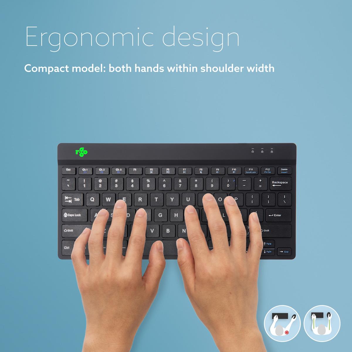 Compact Break Ergonomic - Keyboard - Wireless - Black - Qwerty Us