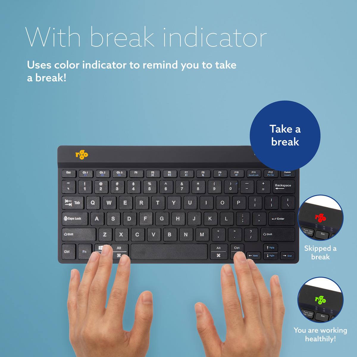 Compact Break Ergonomic - Keyboard - Wireless - Black - Qwerty Us
