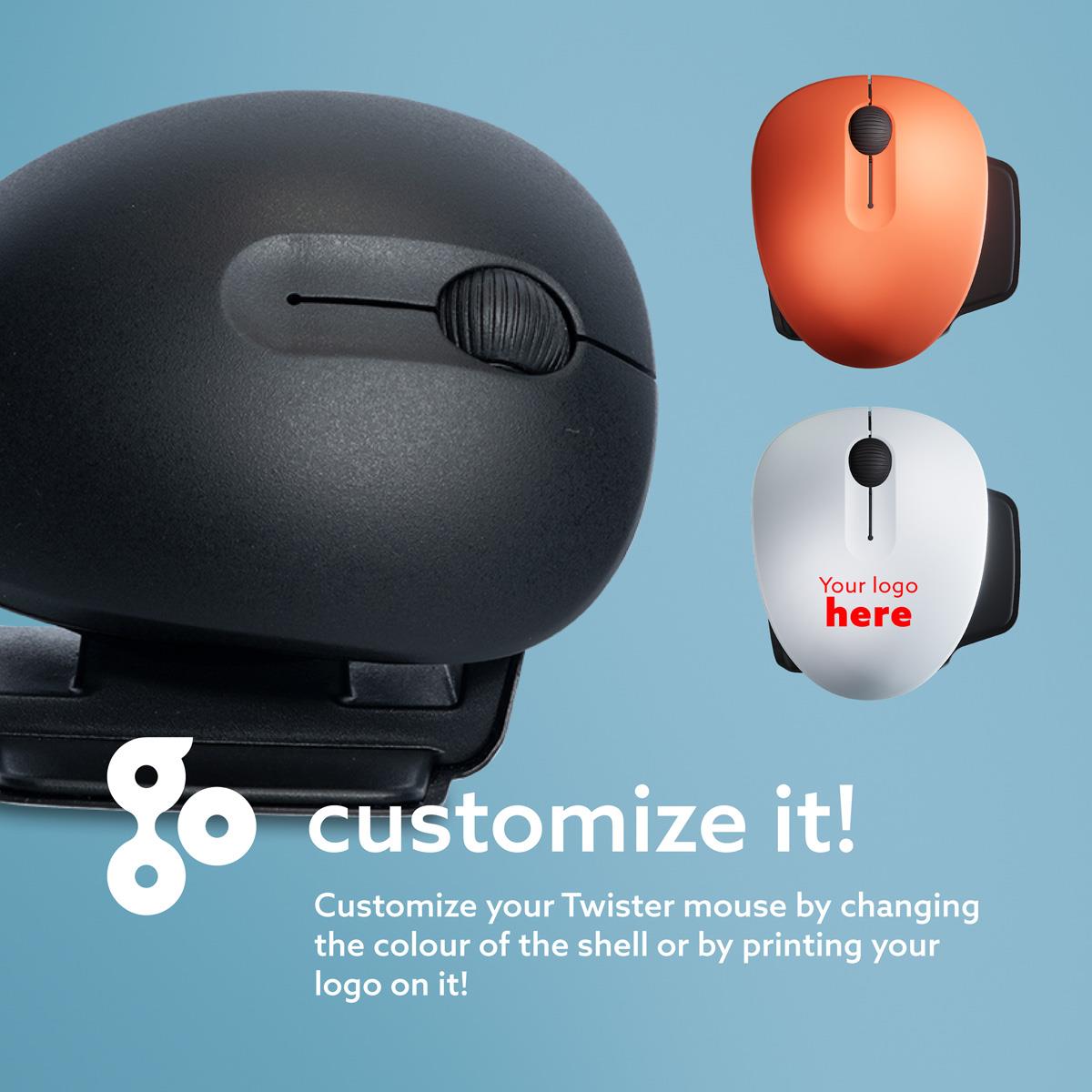 R-go Twister Ambidextrous Ergonomic Mouse - Wired/wireless Bluetooth