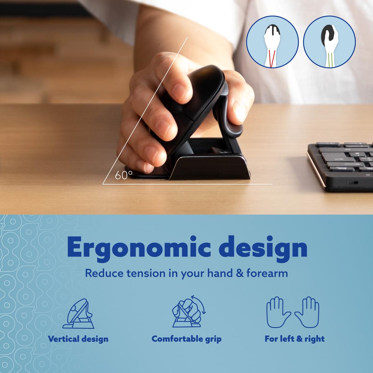 R-go Twister Ambidextrous Ergonomic Mouse - Wired/wireless Bluetooth