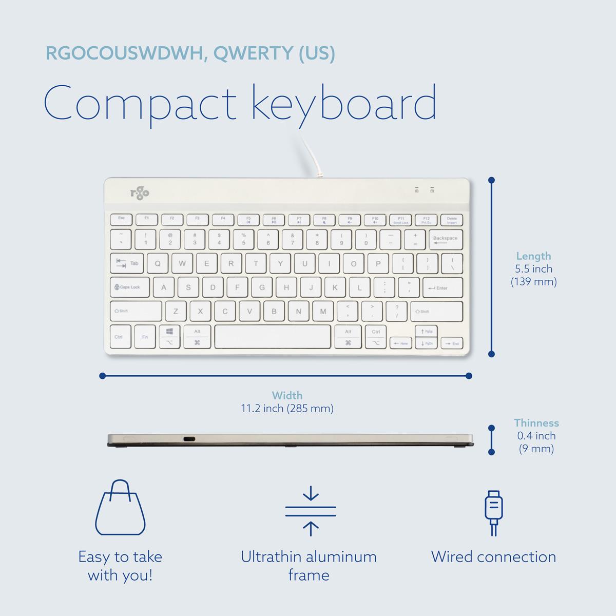 Compact Break Ergonomic - Keyboard - Wired - White - Qwerty Us