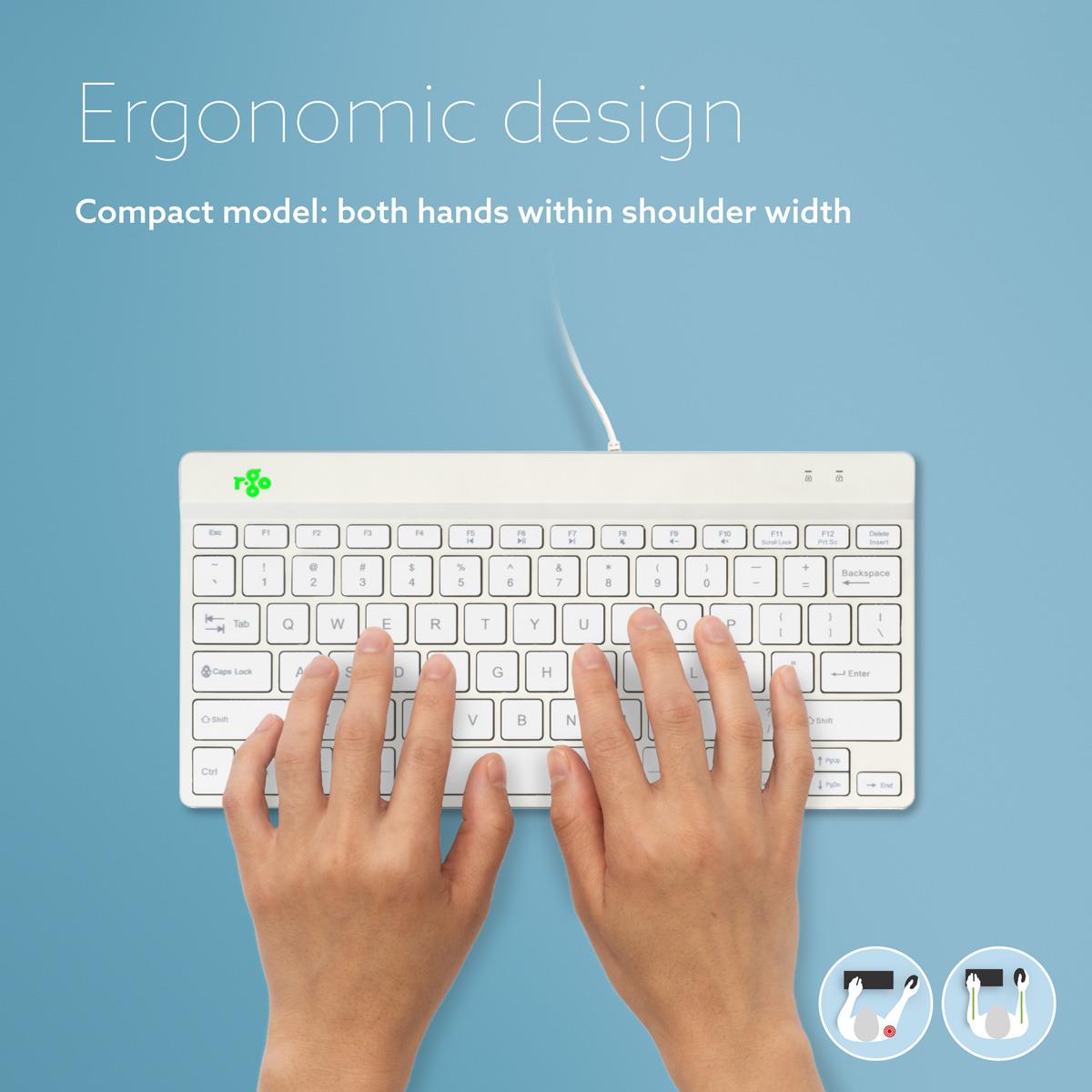 Compact Break Ergonomic - Keyboard - Wired - White - Qwerty Us