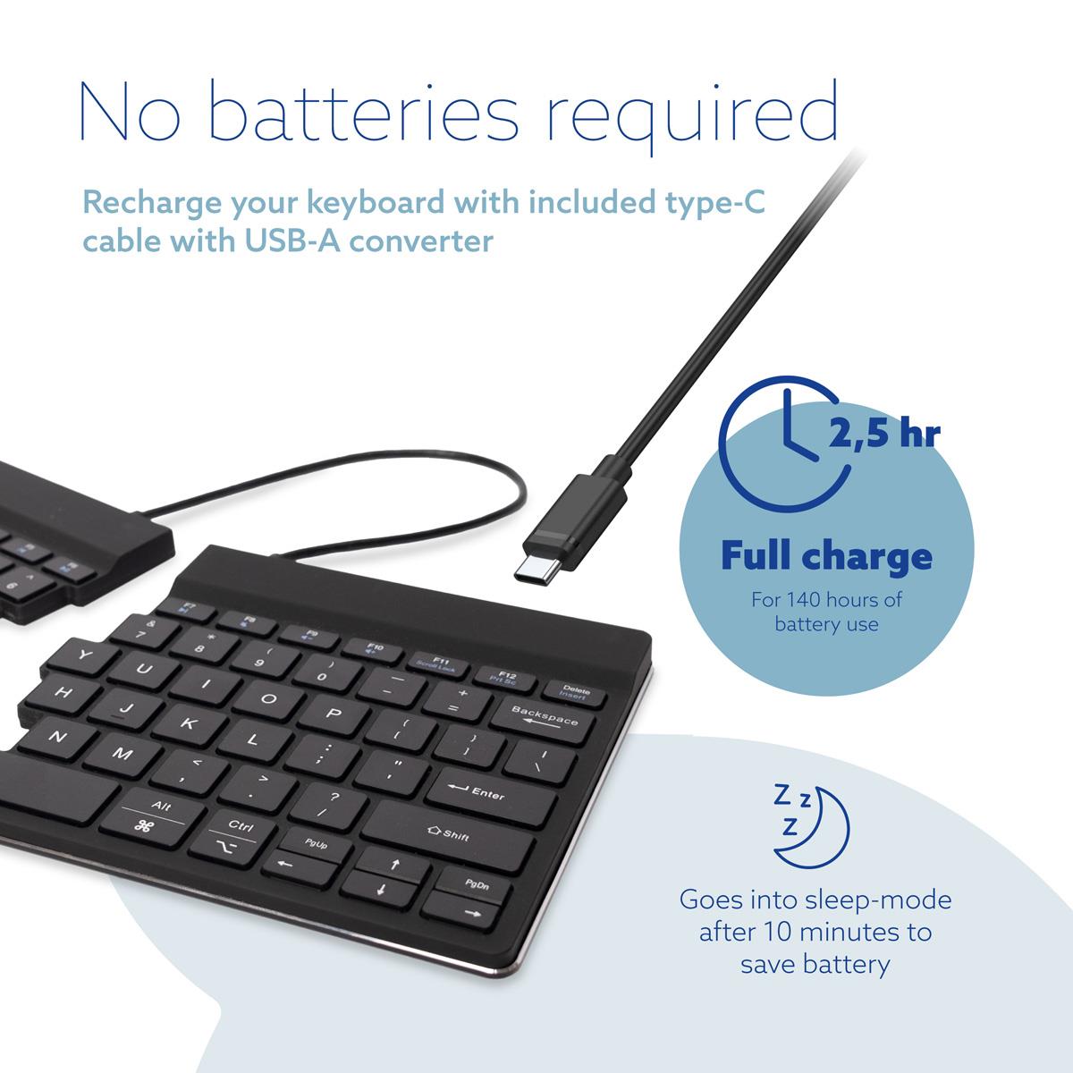 Split Break Ergonomic - Keyboard - Wireless - Black - Qwerty Us