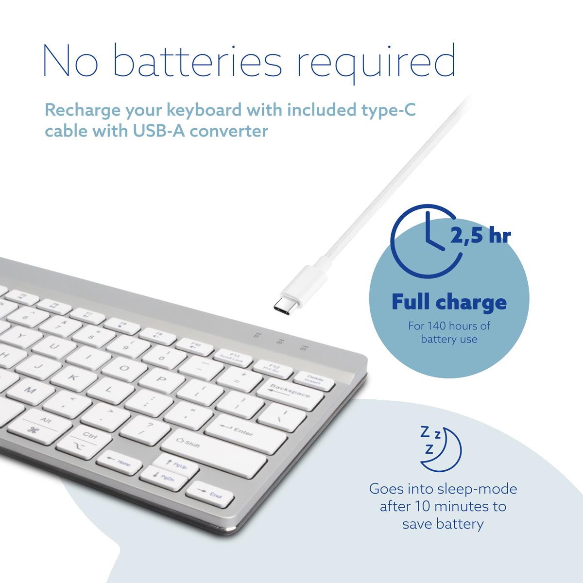 Compact Break Ergonomic - Keyboard - Wireless - White - Qwerty Us