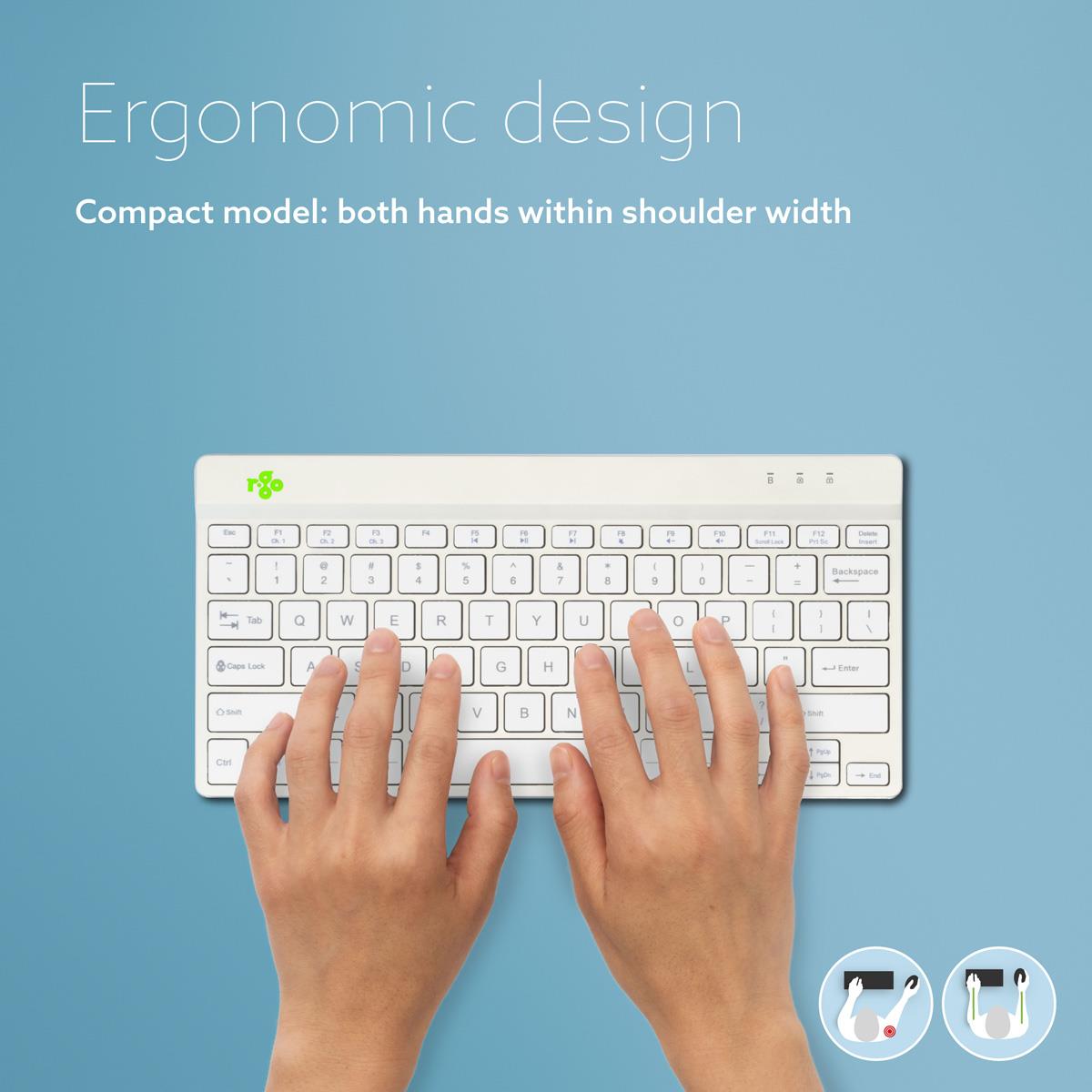 Compact Break Ergonomic - Keyboard - Wireless - White - Qwerty Us