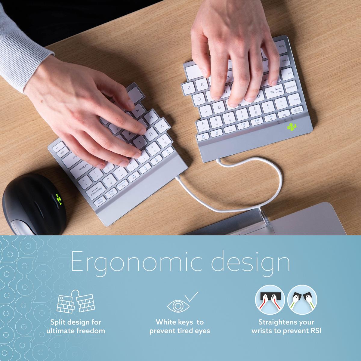 Split Break Ergonomic - Keyboard - Wireless - White - Qwerty Us