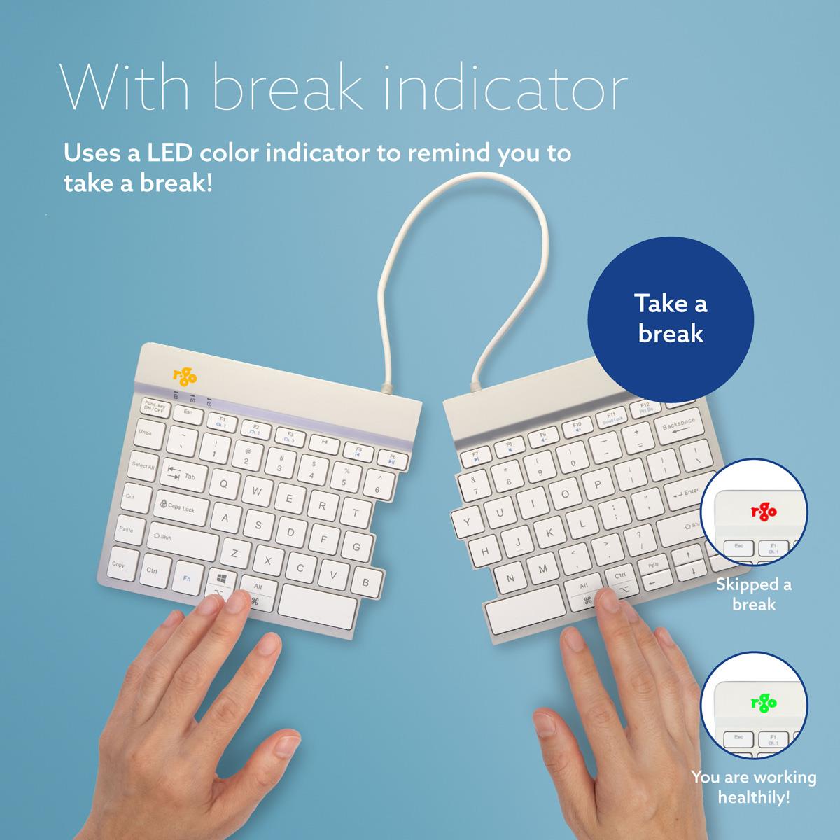 Split Break Ergonomic - Keyboard - Wireless - White - Qwerty Us