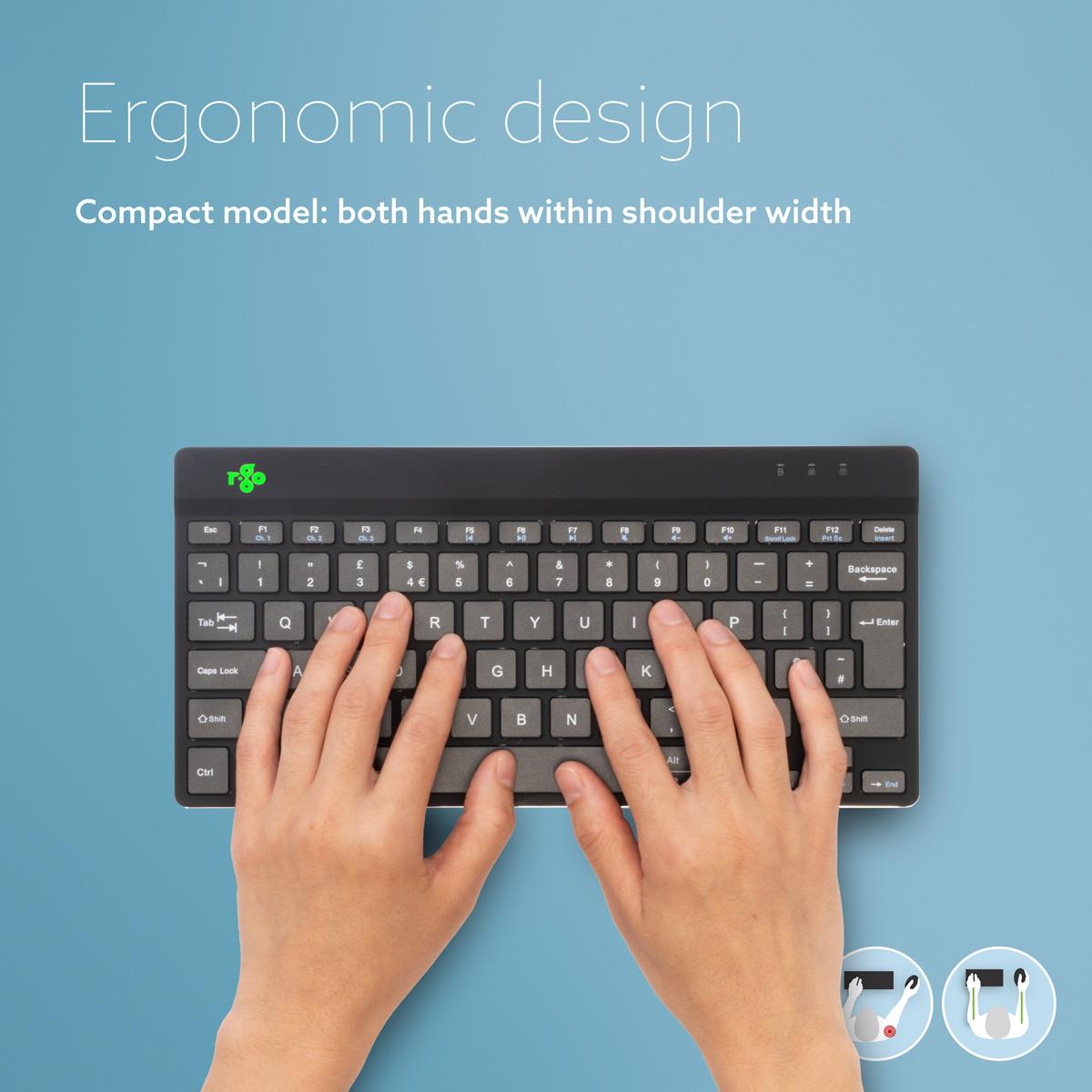 Compact Break Ergonomic - Keyboard - Wireless - Black - Azerty Belgian