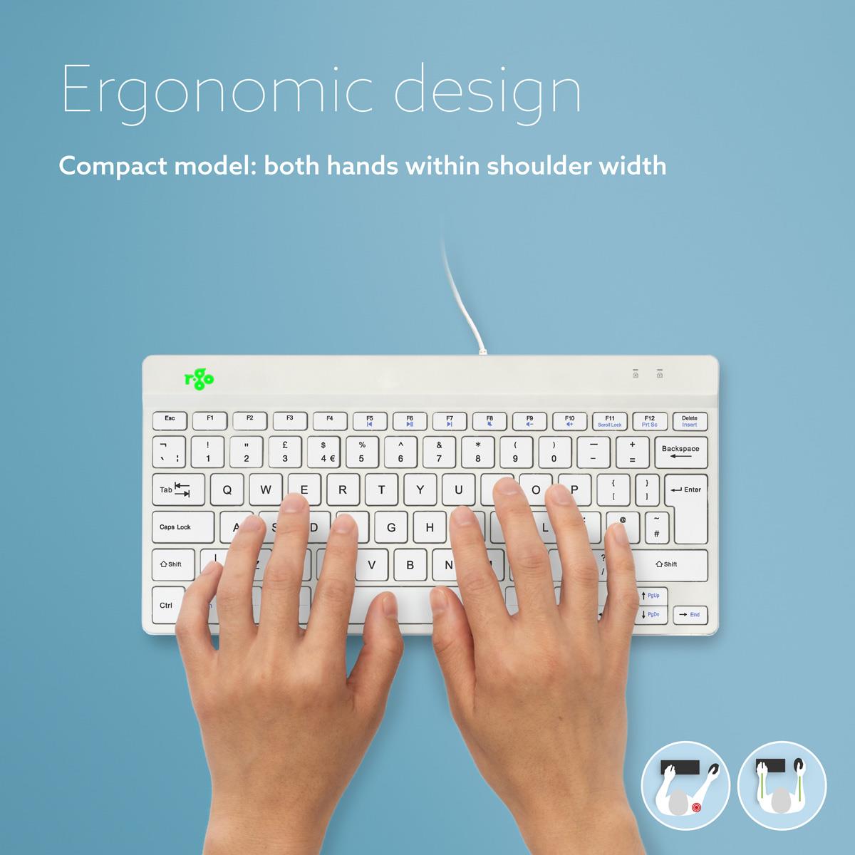 Compact Break ergonomic - Keyboard - Wired - White - Qwerty Uk