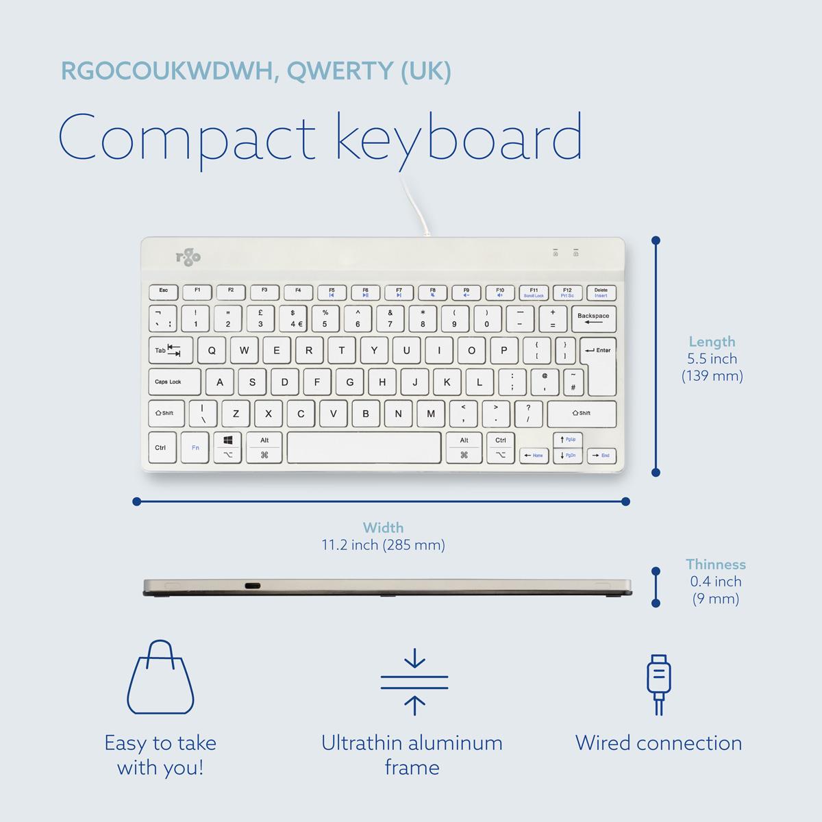 Compact Break ergonomic - Keyboard - Wired - White - Qwerty Uk