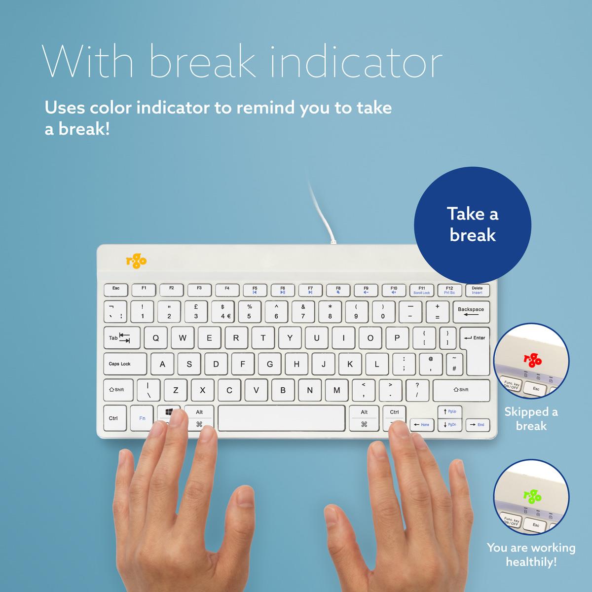 Compact Break ergonomic - Keyboard - Wired - White - Qwerty Uk