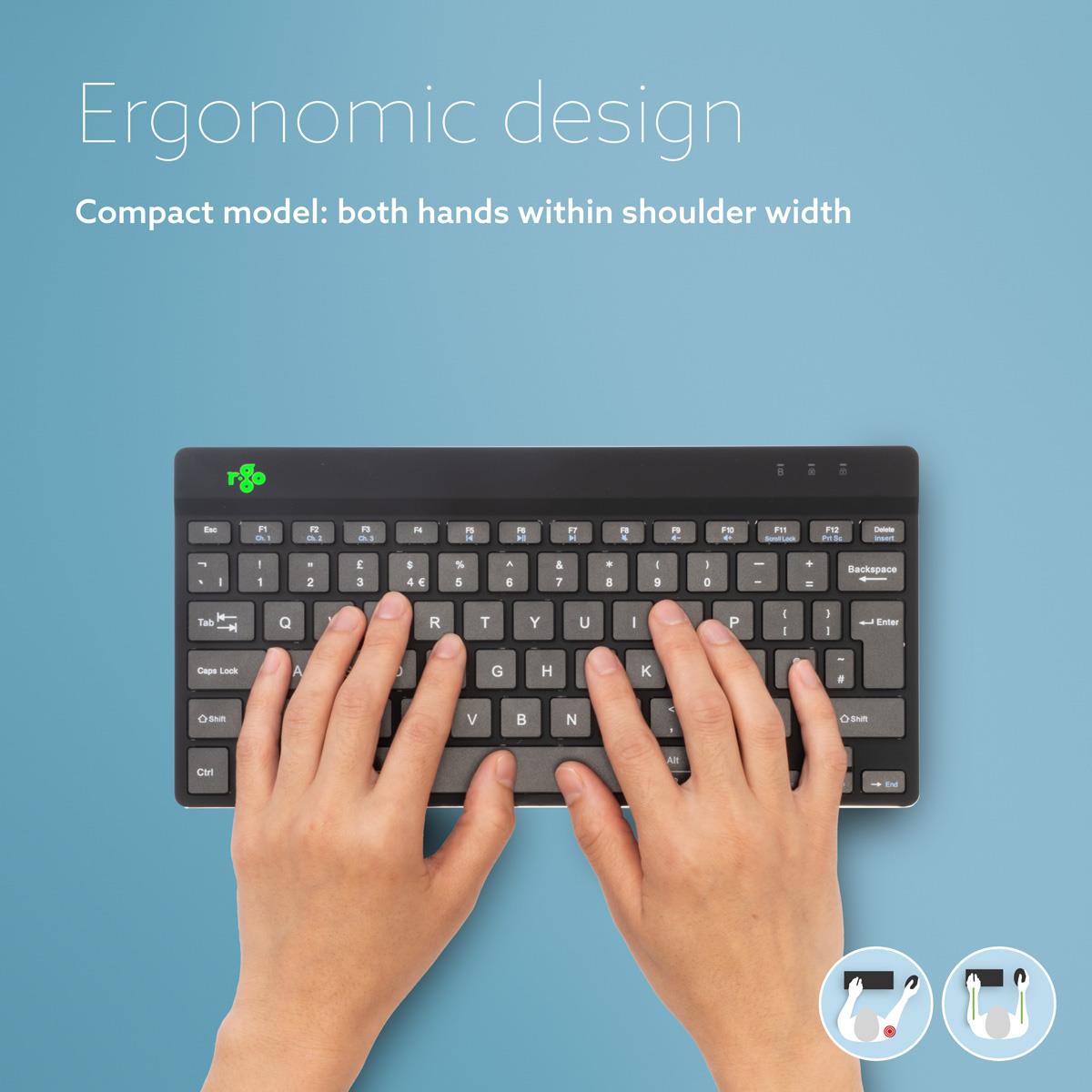 Compact Break Ergonomic - Keyboard - Wireless - Black - Qwertzu German