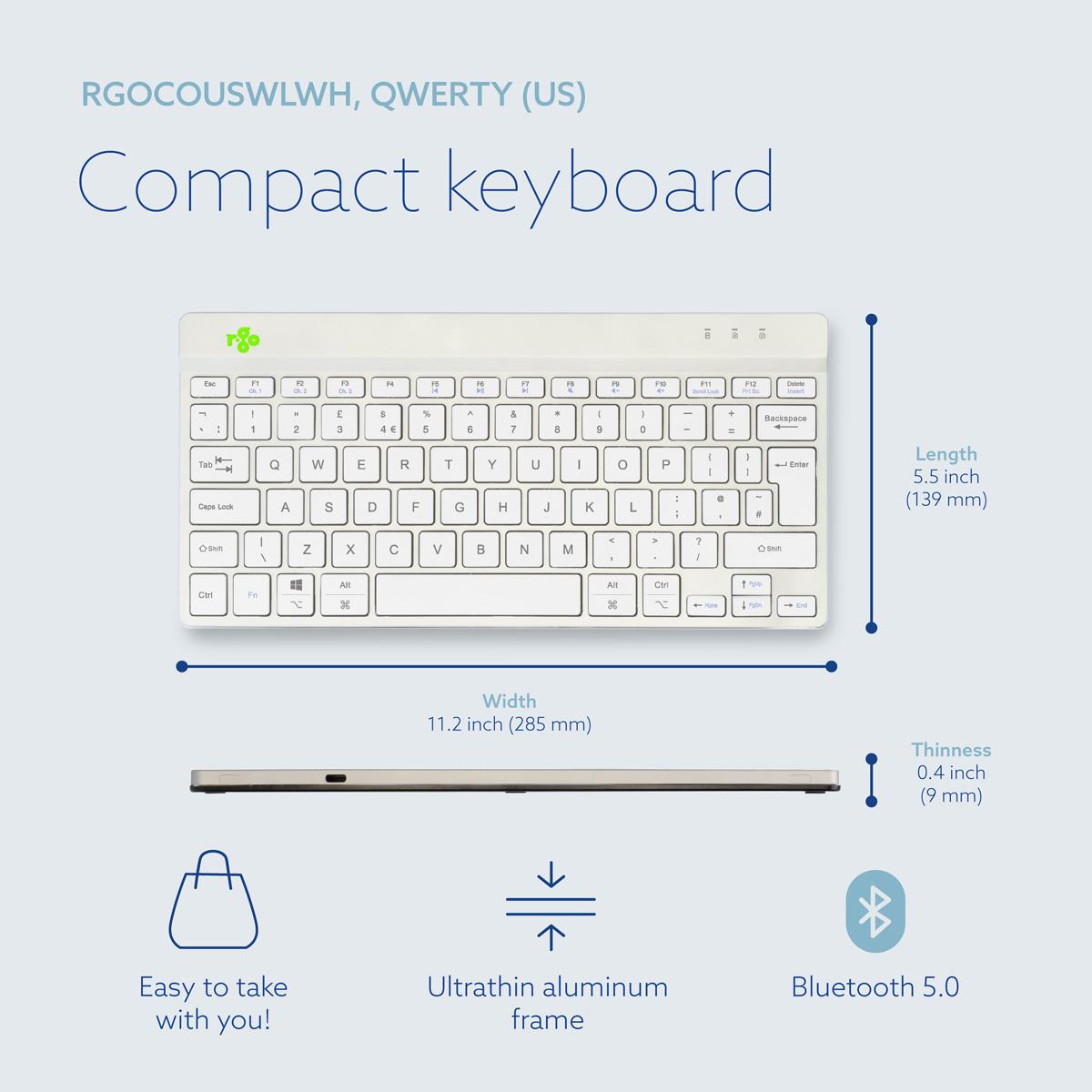 Compact Break Ergonomic - Keyboard - Wireless - White - Qwerty Uk