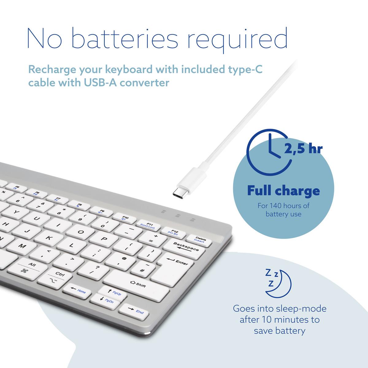 Compact Break Ergonomic - Keyboard - Wireless - White - Qwerty Uk