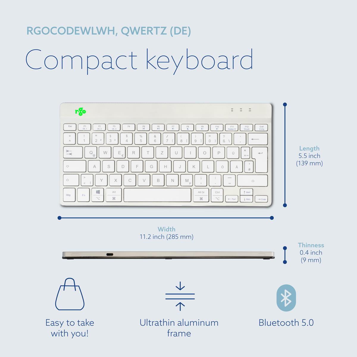 Compact Break Ergonomic - Keyboard - Wireless - White - Qwertz German