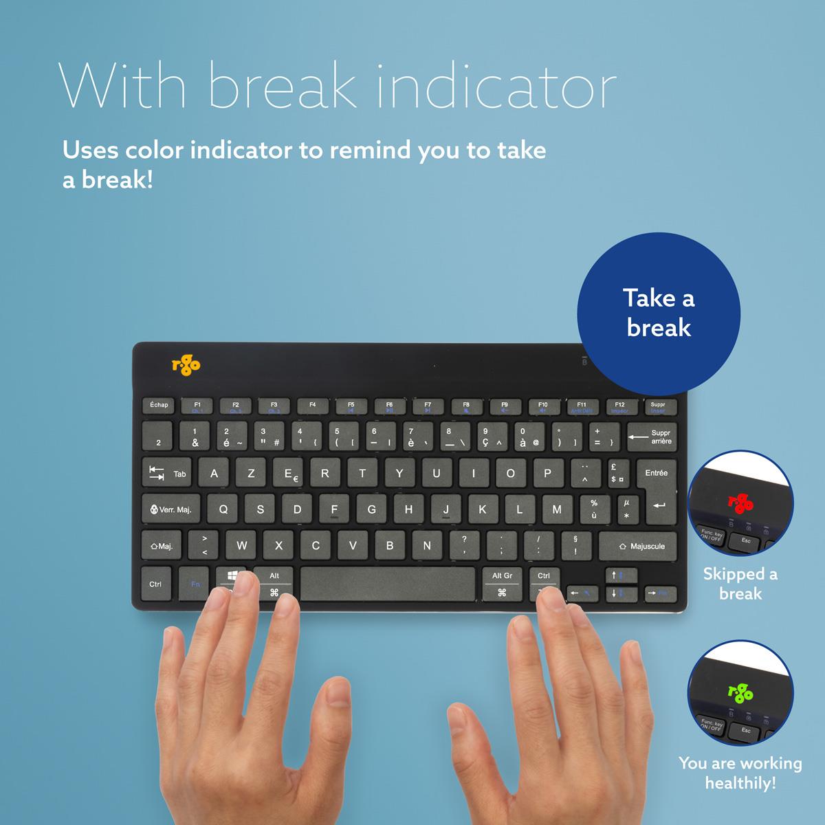 Compact Break Ergonomic - Keyboard - Wireless - Black - Azerty French