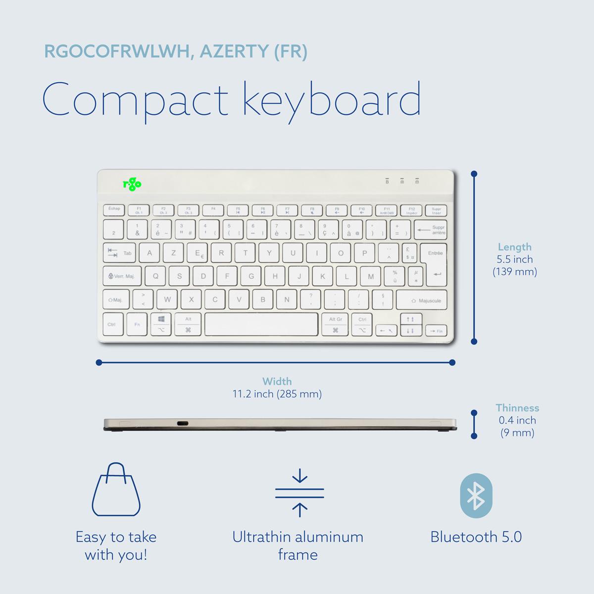 Compact Break Ergonomic - Keyboard - Wireless - White - Azerty French