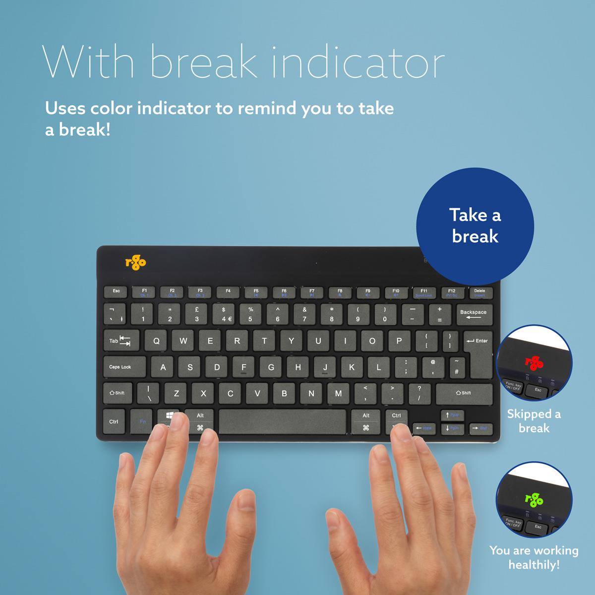 Compact Break Ergonomic - Keyboard - Wireless - Black - Qwerty Uk