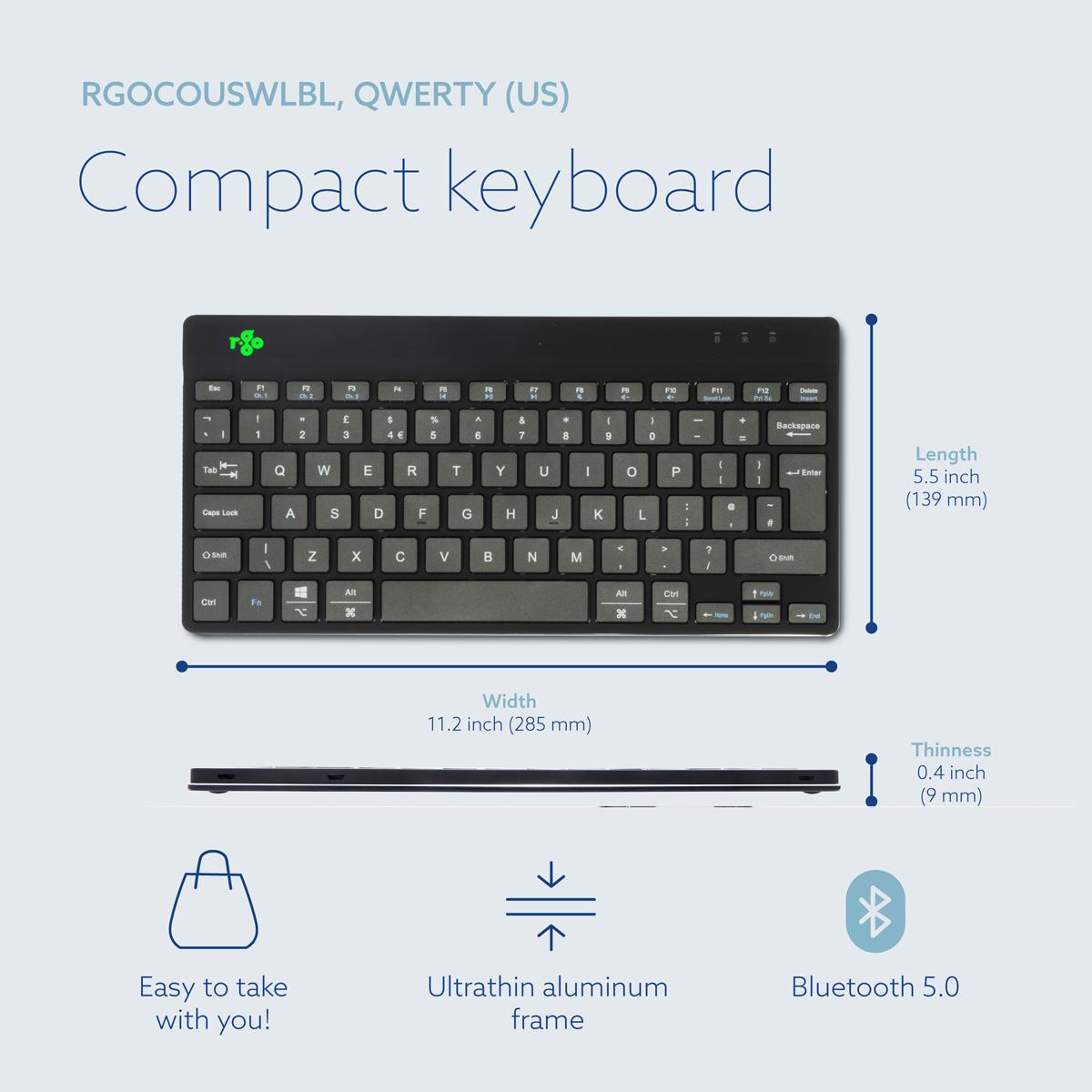 Compact Break Ergonomic - Keyboard - Wireless - Black - Qwerty Uk