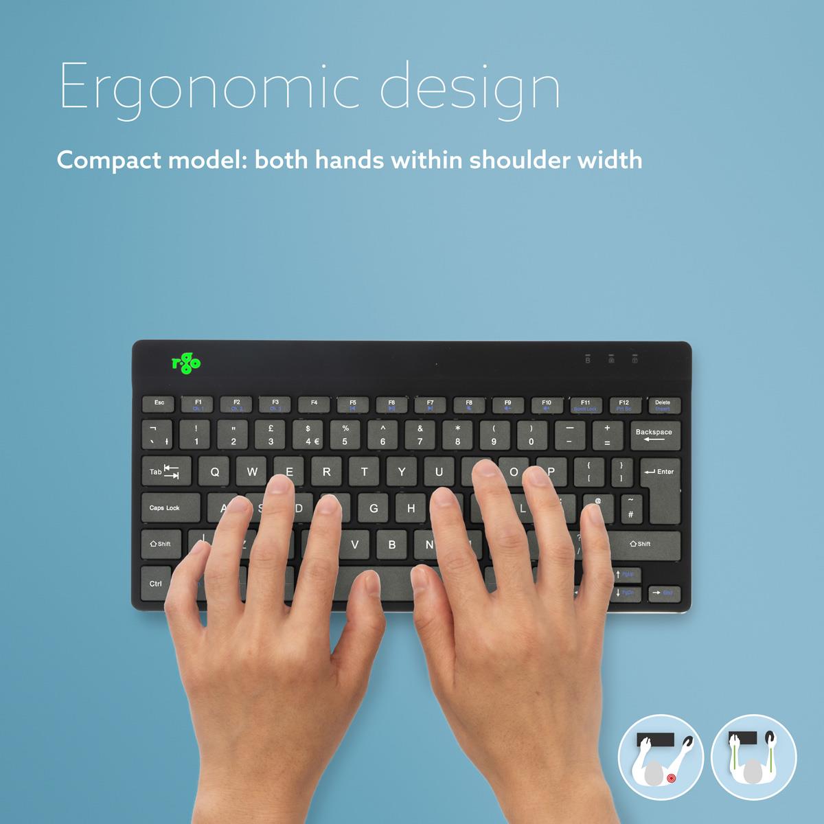 Compact Break Ergonomic - Keyboard - Wireless - Black - Qwerty Uk