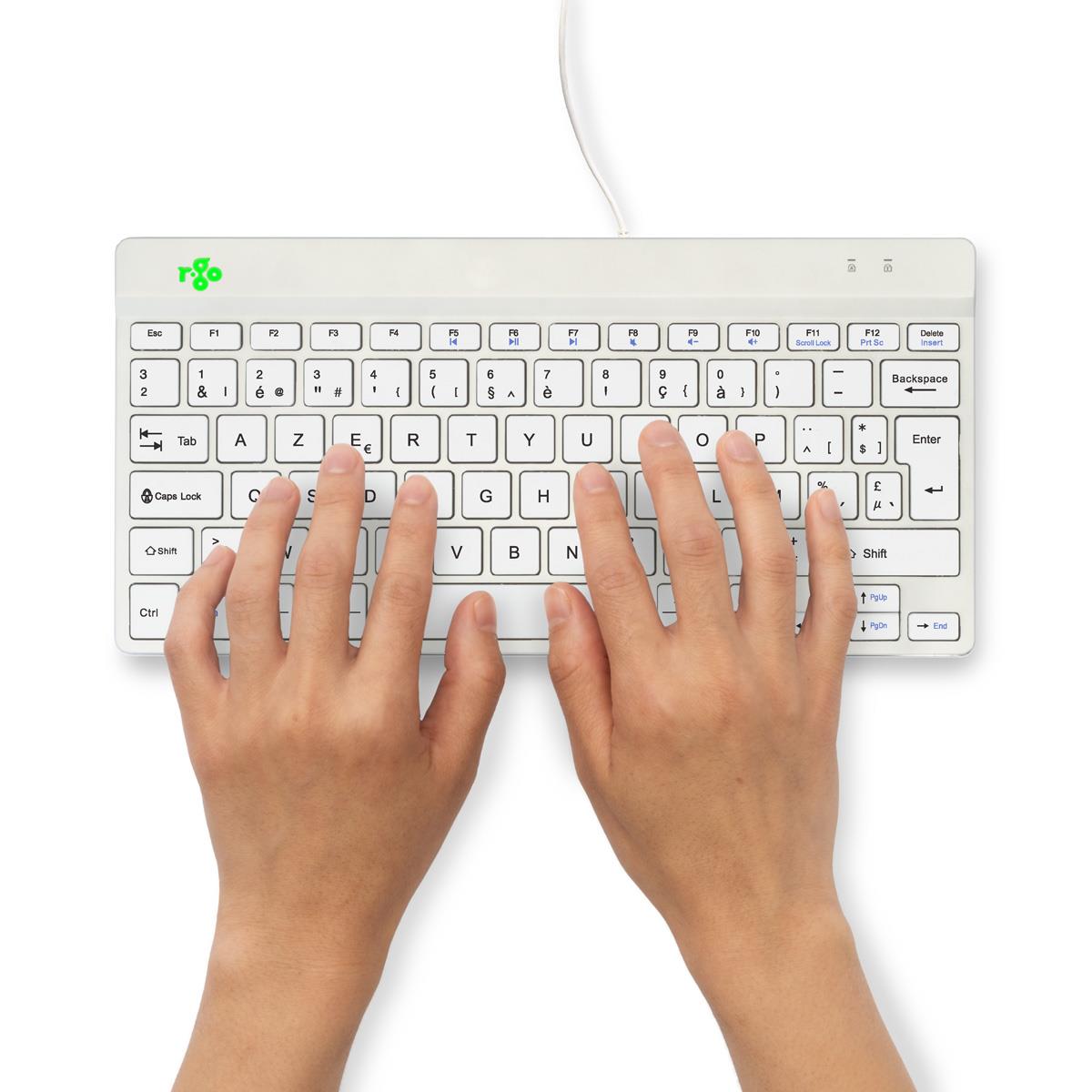 Compact Break ergonomic - Keyboard - Wired - White - Azerty Belgian