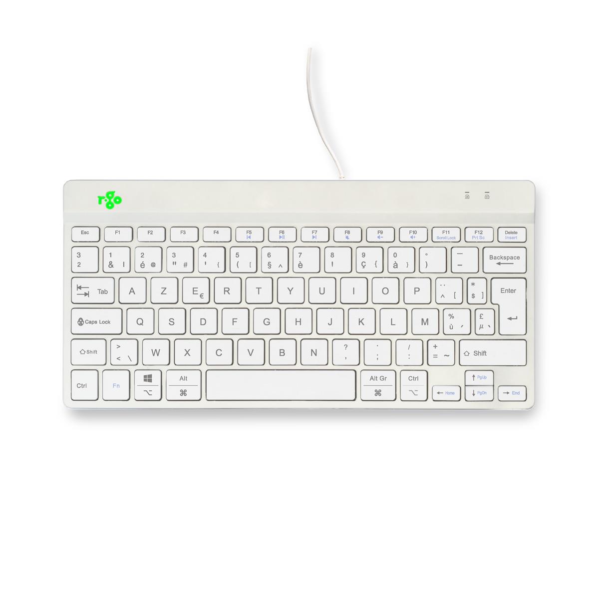 Compact Break ergonomic - Keyboard - Wired - White - Azerty Belgian