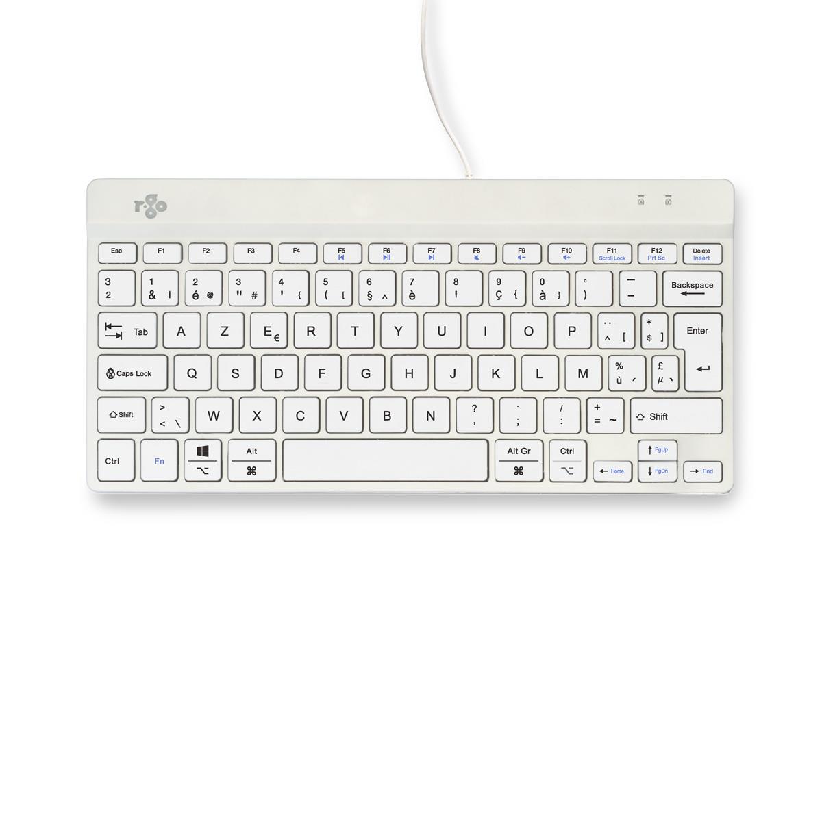 Compact Break ergonomic - Keyboard - Wired - White - Azerty Belgian
