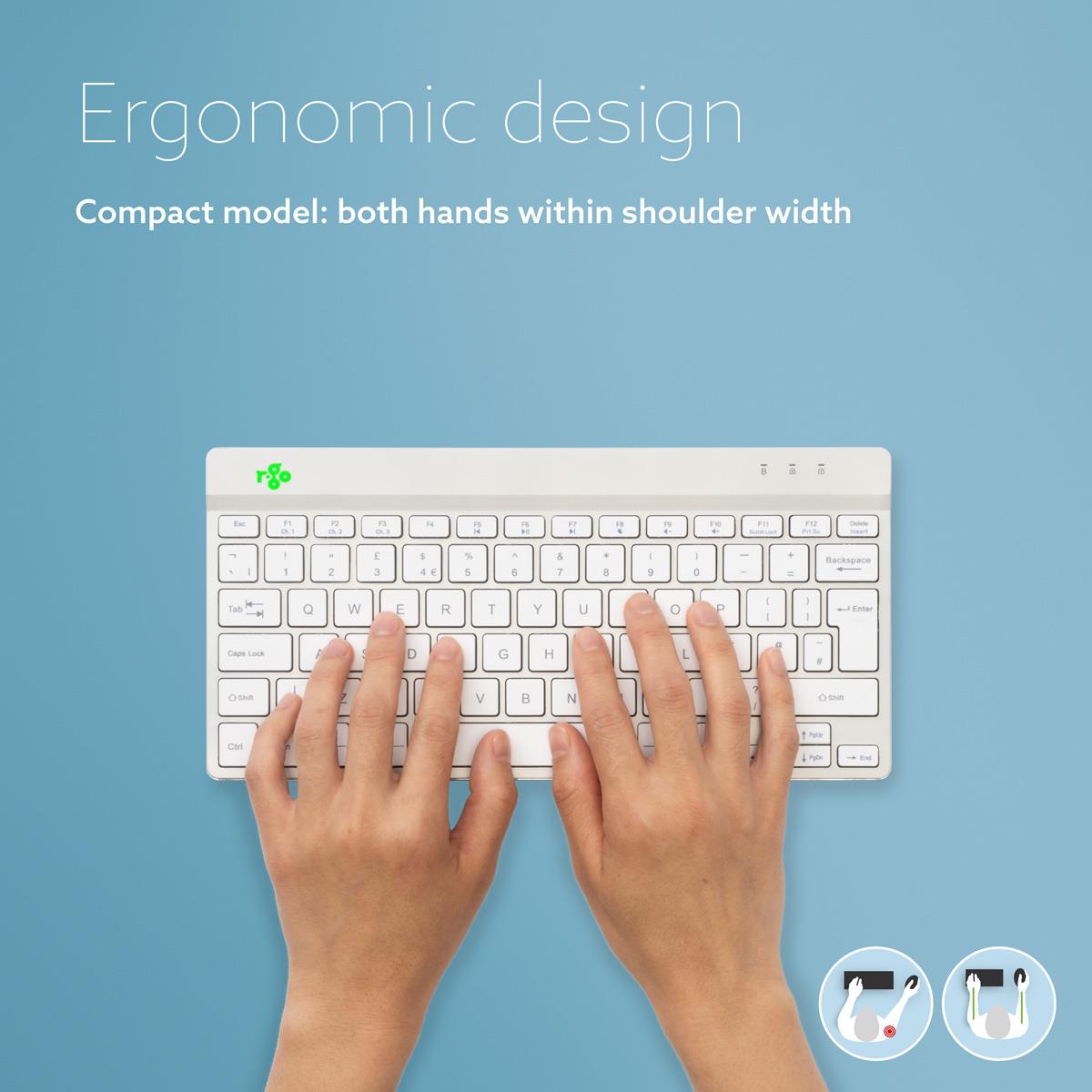 Compact Break ergonomic - Keyboard - Wireless - White - Azerty Belgian
