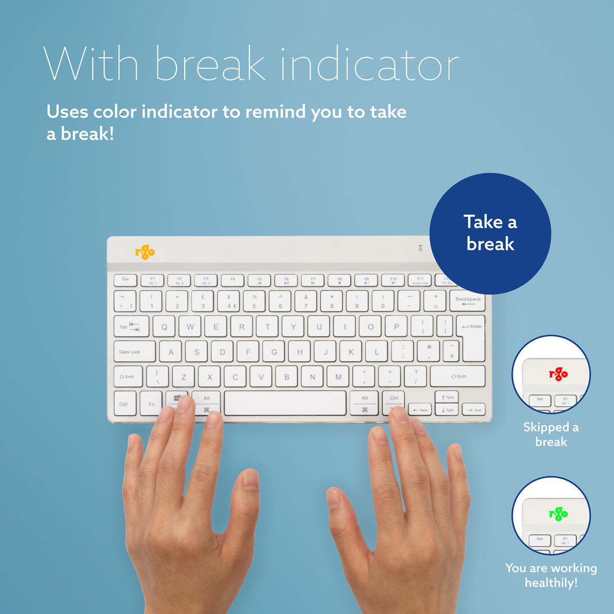 Compact Break ergonomic - Keyboard - Wireless - White - Azerty Belgian