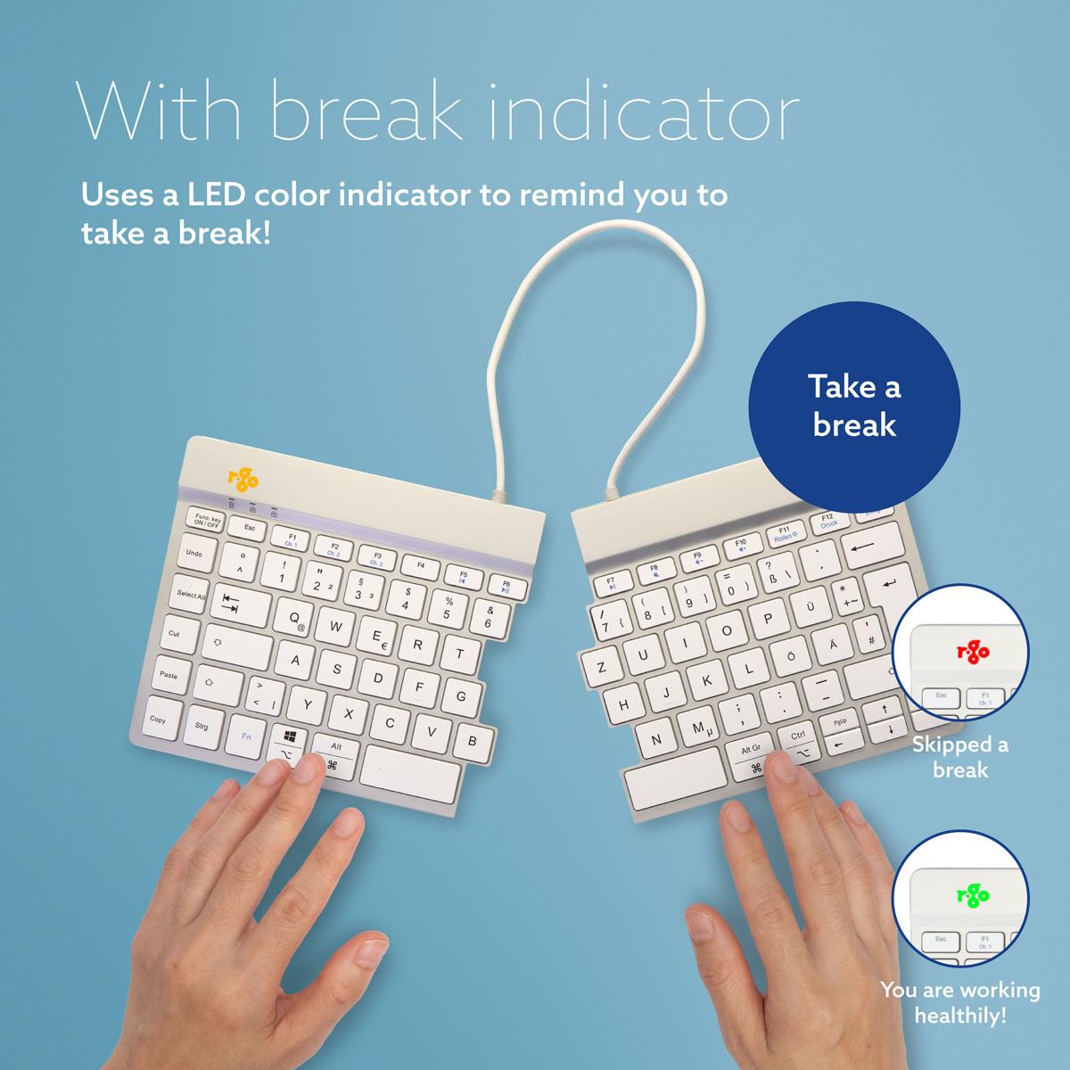 Split Break Ergonomic - Keyboard - Wireless - White - Qwertzu German