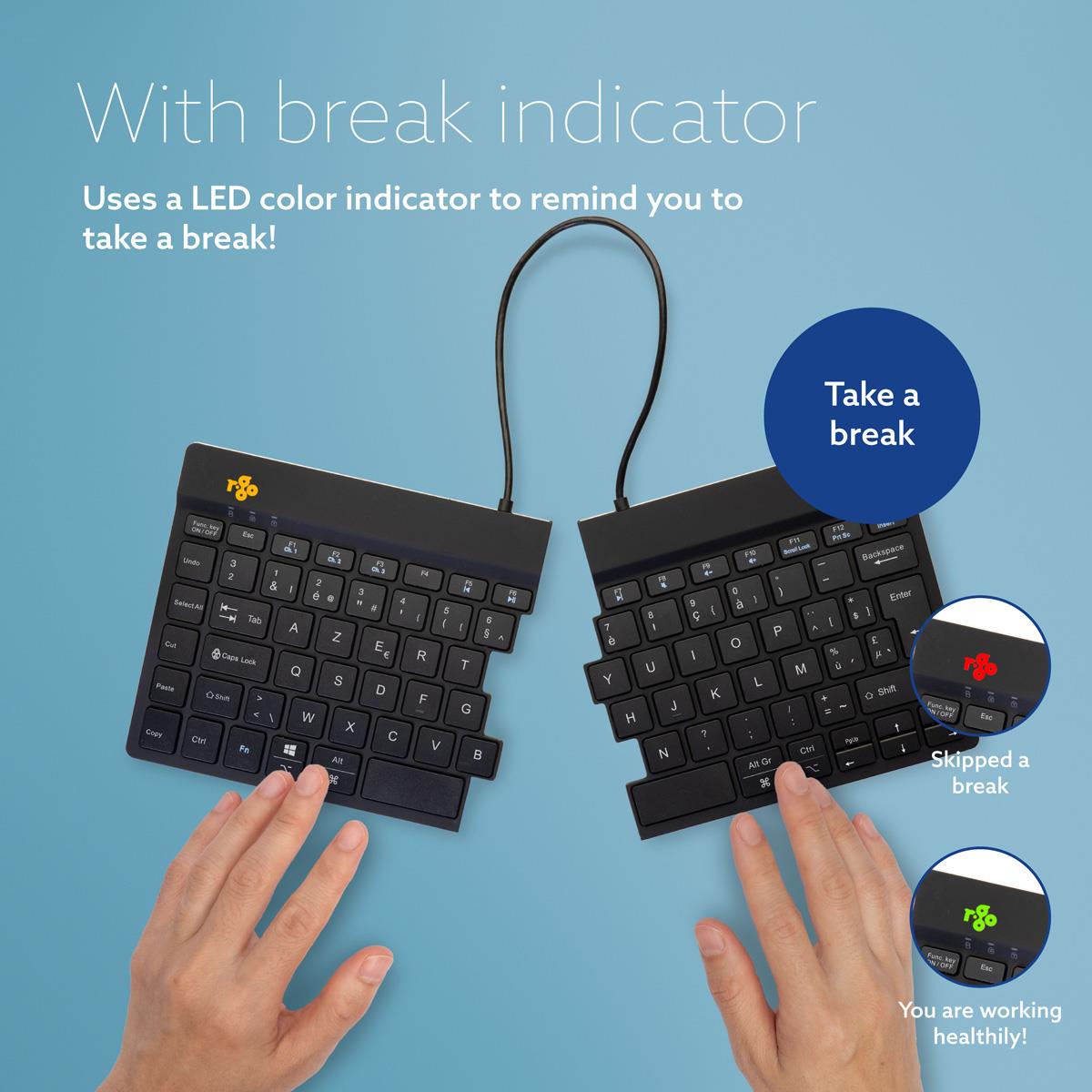 Split Break Ergonomic - Keyboard - Wireless - Black - Azerty Belgian