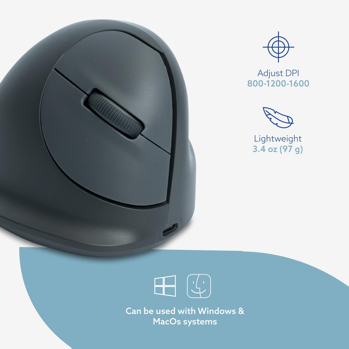 He Basic Vertical Mouse - Ergonomic Mouse - Right Handed - Medium - Wireless