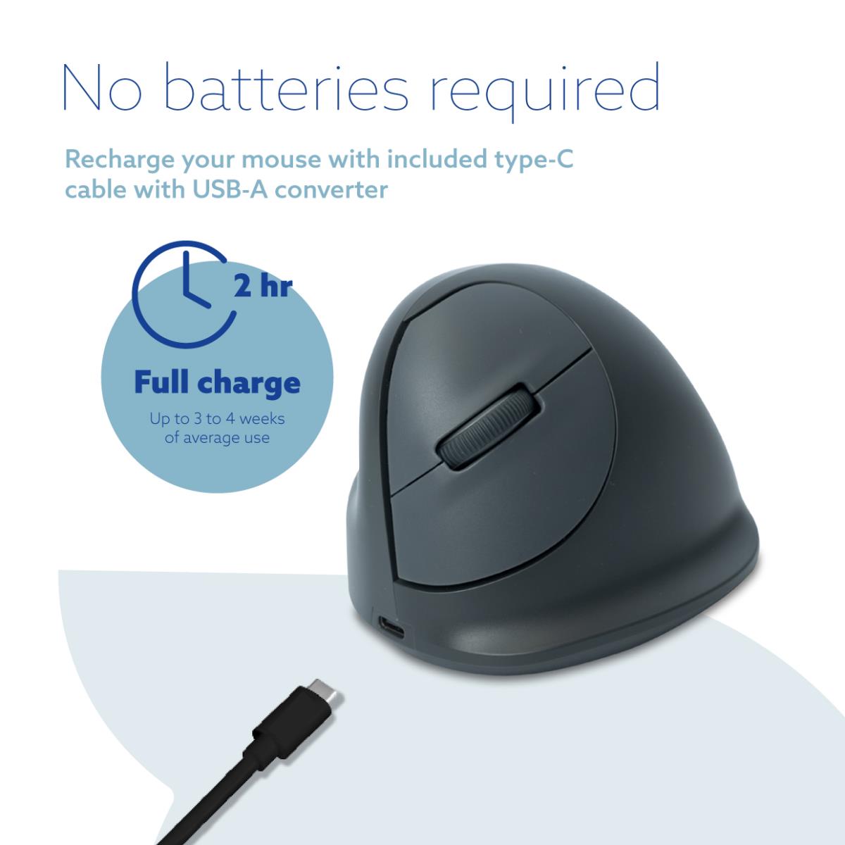 He Basic Vertical Mouse - Ergonomic Mouse - Right Handed - Medium - Wireless