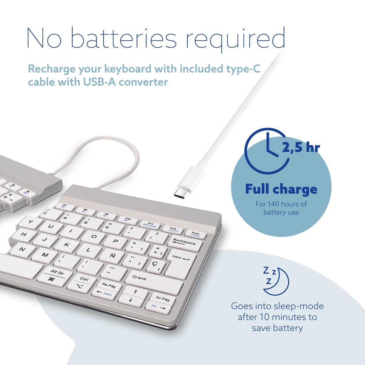 Split Break Ergonomic - Keyboard - Wireless - White - Qwerty Es