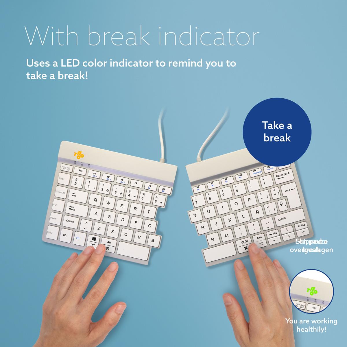 Split Break Ergonomic - Keyboard - Wireless - White - Qwerty Es