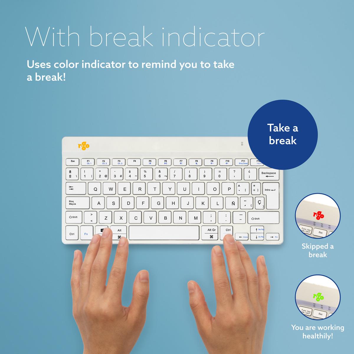 Compact Break Ergonomic - Keyboard - Wireless - White - Qwerty Es